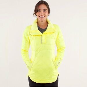 Lululemon What The Fluff Down Quilted Yellow Puffer Half-zip Jacket